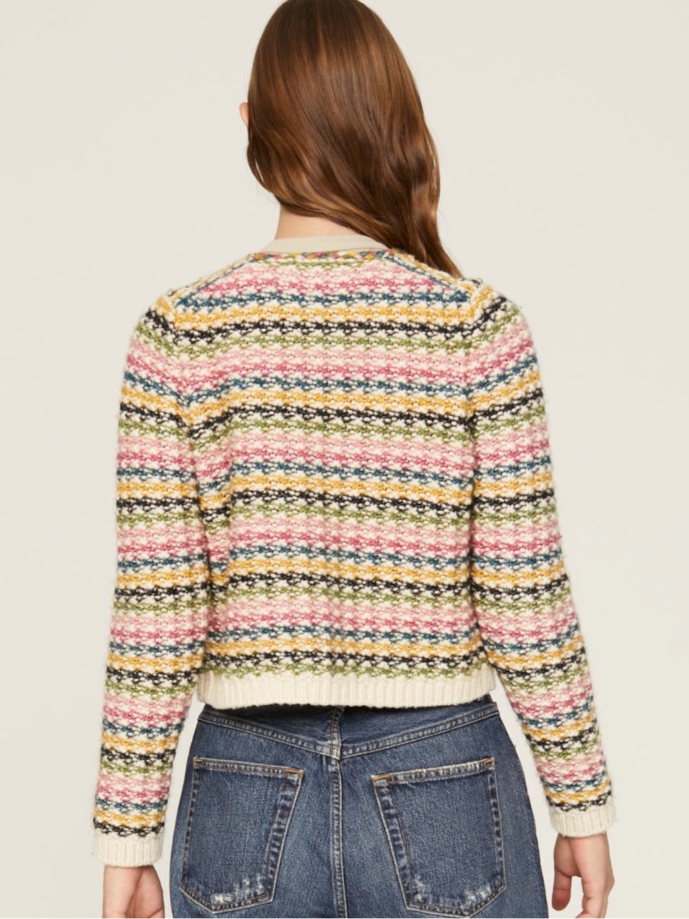 ba&sh Bianca Multicolor Striped Knit Cropped Cardigan Size Large - Picture 8 of 16